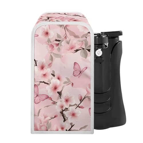 TODIYADDU Pink Flower Butterfly Can Opener Cover for Women Electric Kitchen Appliance Dust Covers with Durable Construction Fashion Can Opener Dust Covers Keep Your Kitchen Clean Holiday Gifts