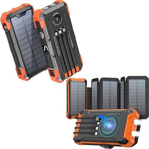 GOODaaa 42800mAh Solar Power Bank Plus Solar Charger with Five Solar Panels Cover