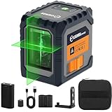 CIGMAN CM-G02 Cross Line Laser Level, Green Self-Leveling Line Laser with Rechargeable Battery, ±3mm Accuracy at 33ft, Magnetic Bracket, for Picture Hanging, Interior Decoration & DIY
