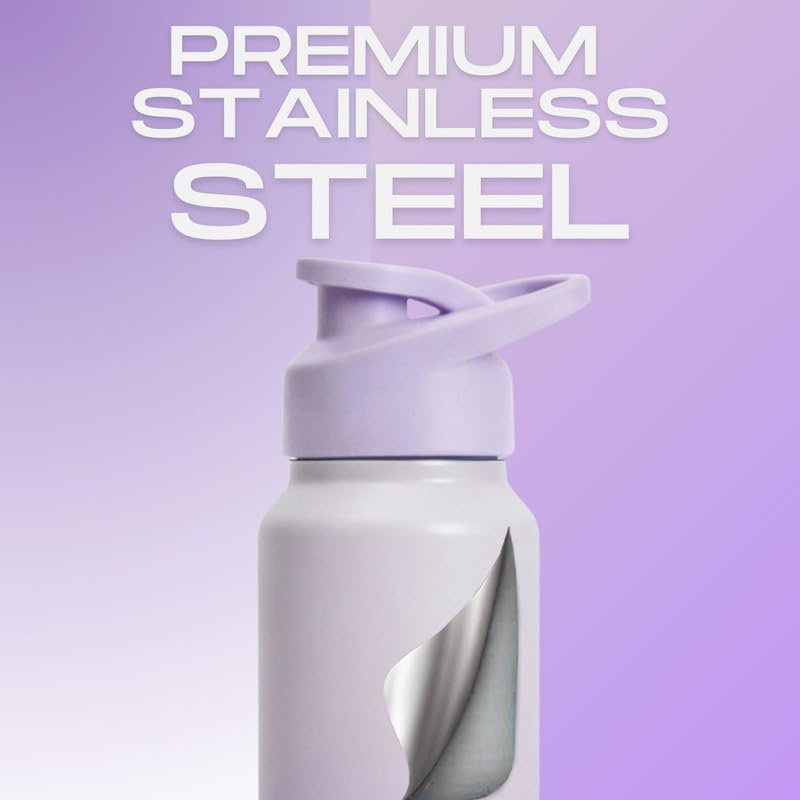 Image of Speedex Engraved Name Stainless Steel Sipper Water Bottle 1 Ltr - Customised Personalised Bottle for Kids & Adults, School, Gym, Sports, Dual Purple, Set of 1