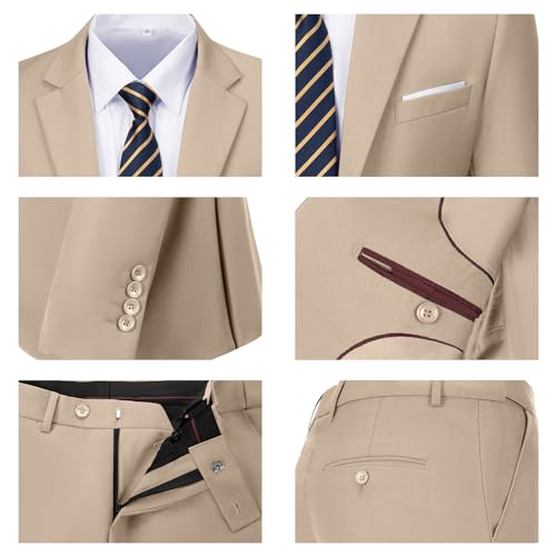 Men's 2 Piece Suit Blazer Pants with Tie Champagne Suit for Men Tuxedo S - image 6