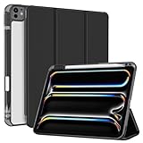 ProCase iPad Pro 11インチ ケース M5 /M4 2025/2024年発売 第6/5世代 専用 (A2836 A2837 A3006) ペン収納 透明 クリアバックカバー ケース スリム 耐衝撃 三つ折り スタンド スマートカバー - ブラック