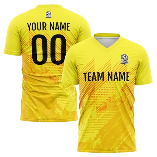 vients Custom Soccer Jersey Kids Adults Personalized Soccer T-Shirts with Team Name Number Logo (Polyester, Yellow)