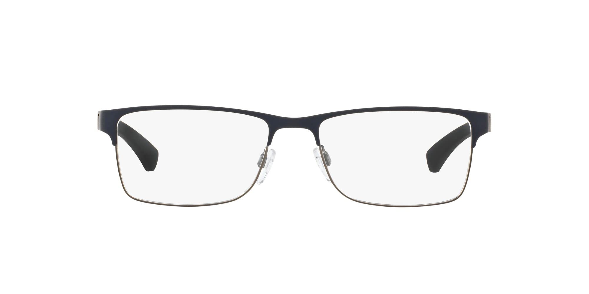 Emporio Armani Men's EA1052 Rectangular Sunglasses, Rubber Blue and Gunmetal/Demo Lens, 55 mm