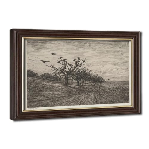 Poster Arbre rempli de corbeaux Daubigny toile suspendue sans cadre lourd