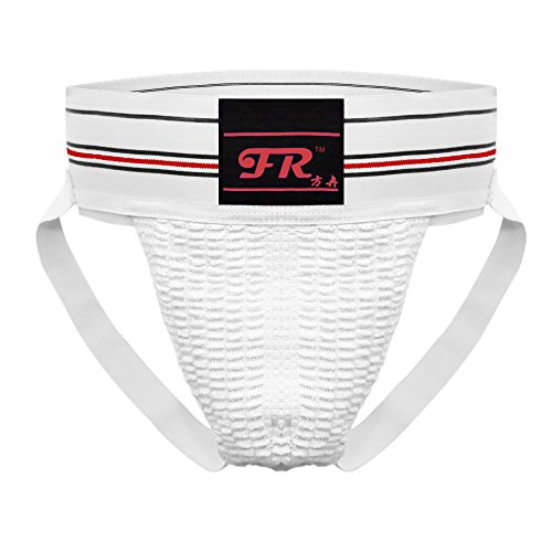 F plus R Mens Strip Waistband Athletic Supporter Jockstrap Sexy Swimwear White Large