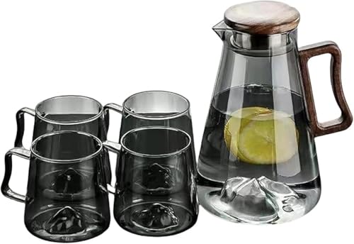 SLLS 冷水ポット 2100ml 耐熱ガラス ピッチャー 麦茶ポット お茶ポット 水差し 直火対応 熱湯OK 耐冷 耐熱 フルーツティー コーヒー用 大容量 洗いやすい 省スペース