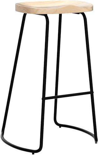 Miniatura 4 de HeuGah Taburetes de bar de madera maciza, juego de 2, taburetes de bar de 30 pulgadas de altura de barra con patas de metal, taburete de bar rústico
