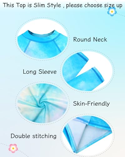 TFJH E 2 Pack Boys Girls Swim Shirt Rash Guard for Girls Long Sleeve Swim Tops UV 50+ 3-12Y3