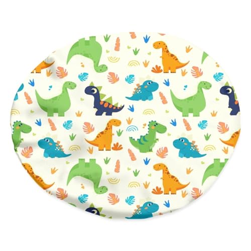 Image of Galaxy Kids Satin Bonnet Adjustable Child Sleeping Caps Colorful Dinosaur Child Sleep Cap Indoor Sleeping Beanie Elastic Wide Band for Haircare Curly Natural Long Hair Night Hat