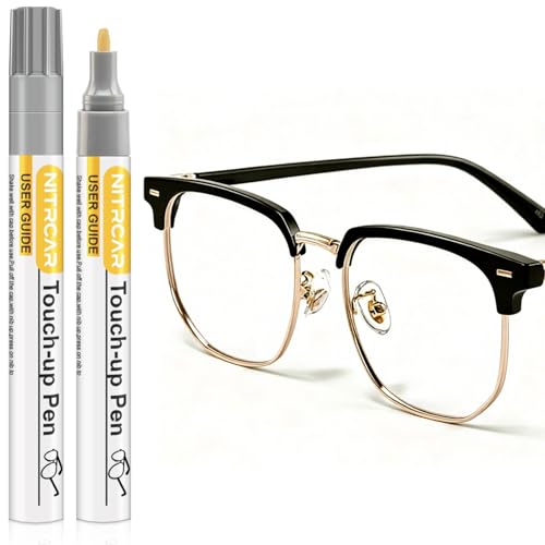 NITRCAR Eyeglass Frame Touch Up Paint Pen - All-in-One Scratch & Fade Repair Kit for Metal/Plastic/Resin Frames, Waterproof & Long-Lasting Color Restorer (851 Champagne Rose Gold)