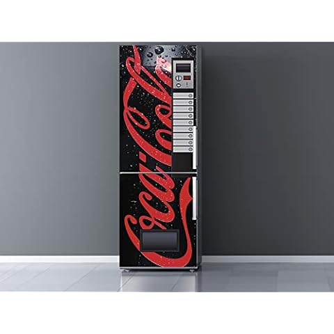 Pegatinas Vinilo para Frigorifico Máquina expendedora Cocacola Negra Cover