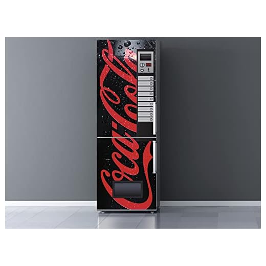 Pegatinas Vinilo para Frigorifico Máquina expendedora Cocacola Negra | Varias Medidas 185x60cm | Adhesivo Resistente y de Fácil Aplicación | Pegatina Adhesiva Decorativa de Diseño Elegante