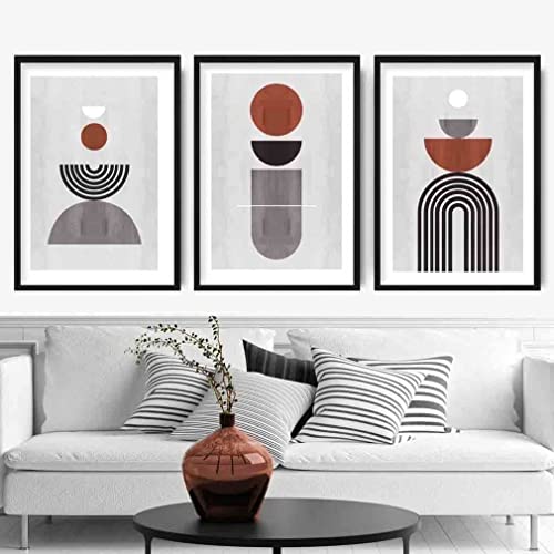 Set di 3 pezzi con stampa geometrica in terracotta 50 cm di larghezza x 70 cm di altezza