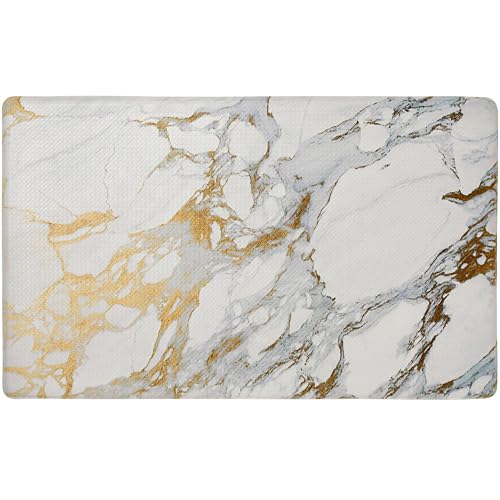 SoHome Cozy Living Anti Fatigue Mat Kitchen Mat Non Slip Stain Resistant Easy Clean 1/2 Inch Thick Kitchen Floor Mats, Marble Gold 17.5