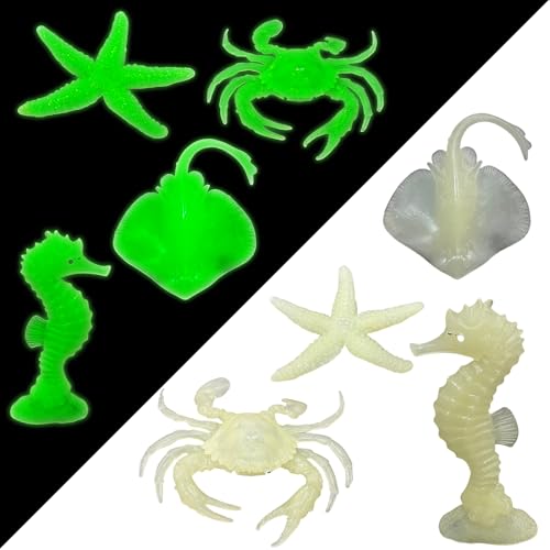 Image of ZESTHOME Glow in the Dark Sea Animal Toy Set for Kids - Ocean Creature (Crab, Lobster, Starfish, Stingray, Seahorse & Octopus) | Non-Toxic PVC Bath & Learning Toys (Age 3+) | 8-10 cm | 6 Piece