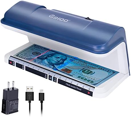 TIHOO Counterfeit Bill Detector with LED UV Light, Money Marker Counterfeits Money Detector, Fake Money Detector Machine for Bill, Blue