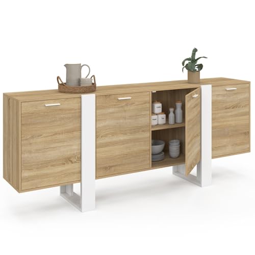 Buffet enfilade 200 cm PHOENIX 4 portes bois et - vue 6