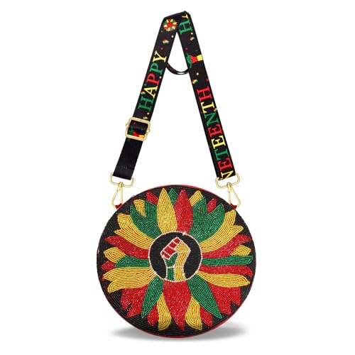 Image of Juneteenth Purse for Women Beaded Afro Freedom Crossbody Purse Shoulder Bag Black History Month African Outfit Gift
