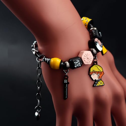 SONGCHANGJEWELRY Zenitsu Bracelet – Anime-Inspired Beads and Charms Featuring Agatsuma Zenitsu – Thoughtful Gift for Fans and Collectors3