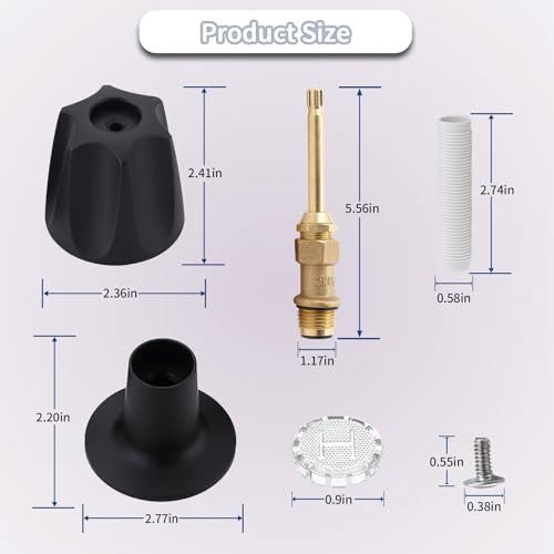 Kit de remodelación y reconstrucción para grifería de bañera y ducha de 3 mangos 39619 para grifos Price Pfister Verve, mangos tipo perilla 12H-2H, 12H-2C, 12H-18D (acabado negro) miniatura 2