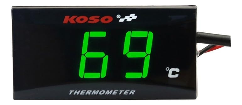 Applicable to Universal Motorcycle Water Temperature Gauge - 18mm & 22mm Compatible with Racing & Scooters - LED Display, Blue/Red/Green Light Source, DC12V, -10 to 60 Degrees Celsius(Green)