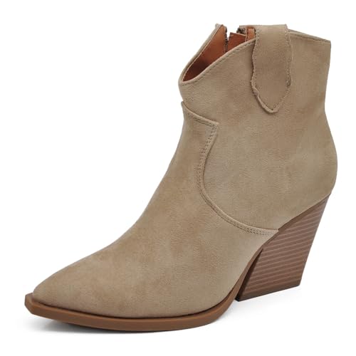 IF Fashion Scarpe da Donna Stivali Stivaletti Cowboy Western Camperos Texani Etnici 662-1 tortora N.37