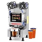 ROVSUN Cup Sealing Machine, Fully Automatic Cup Sealer Machine 500-650 Cups/H, Electric Cup Sealing Machine 88/89/90/95mm with LCD Digital Control, Cup Sealer for Bubble Milk Tea Coffee,Silver