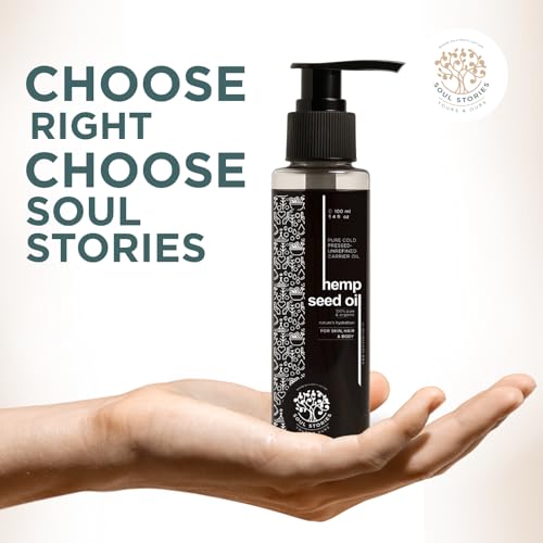 Image of Soul Stories Hemp Seed Oil 100ml | 100% Pure Cold Pressed Oil for Hair, Face & Body | Helps Improve Texture, Restore Softness & Deeply Moisturize | Rich in Omega 3, 6 & 9