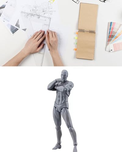 Image of Body Kun, Gray Male Desktop Figure Model, 14 cm Height, Includes Accessories, Ideal for Drawing, Painting, Photography, and Home Decoration, Figure Model for Sketching, Painting, Drawing