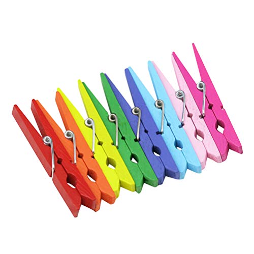 木製クロスピン 木製クリップ フォトクリップ スナッククリップ 50個 ウッドクリップ 木製ピンチ 木製クロスピン 洗濯バサミ 洗濯小物ピンチ 写真用に DIY 手芸用( カラー)