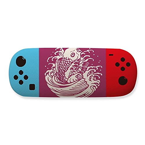 Étui de rangement pour lunettes rouge au motif poissons de culture japonaise