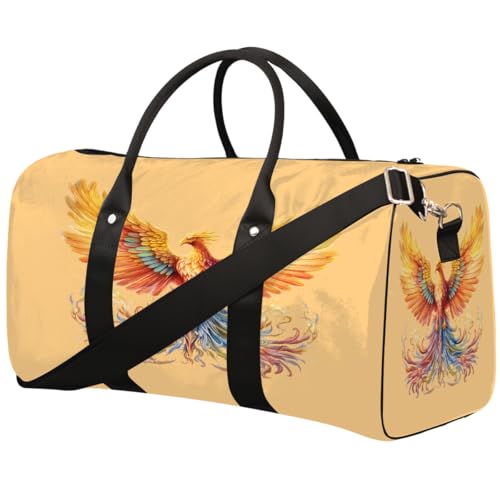 Ethnic Colorful phoenix Travel Duffel Bag Sports Tote Gym Bag Waterproof Tear-Resistant Carry On Overnight Bag Foldable Weekender Bag for Gym Travel Getaway Beach Sports