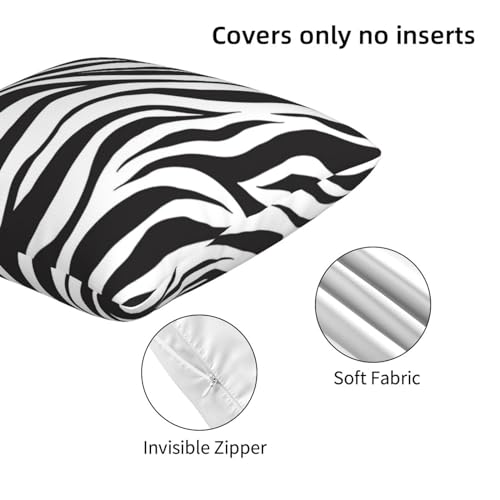 Tebjh TEBJH-1 Black And White Zebra Print Striped Pillow Covers 18X18 In Couch Pillow Case Sets Of 2 Modern Decorative Square Throw Pillows thumb #3