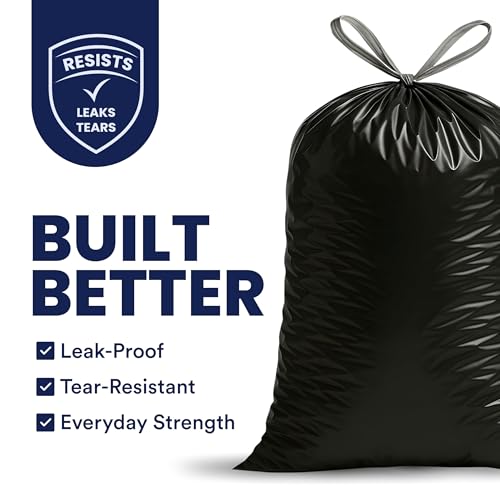 Plasticplace 32-33 Gallon Trash Bags │ 1.2 Mil │ Drawstring Garbage Can Liners │ 33” x 39”, Black, 100 Count by Plasticplace - Image 2