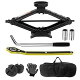 Chiluxendo 2,5T Cric per Auto, Cric Stabilizzatore con Chiave per Dadi Ruota, Cric a Forbi...
