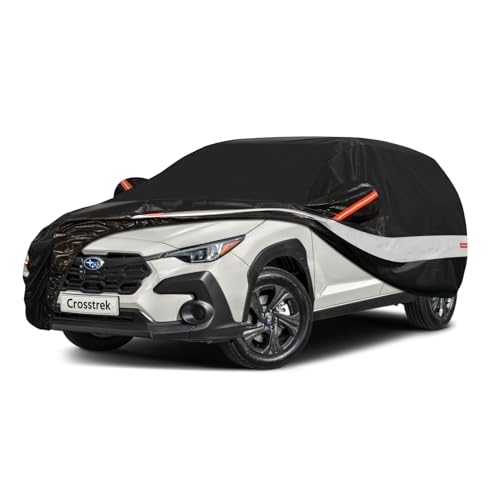 Image of 10 Layers SUV Car Cover Custom Fit for Subaru Crosstrek (2017-2026) Waterproof All Weather for Automobiles, Outdoor Full Cover Sun UV Rain Protection with Cotton.Black