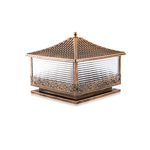 Preisvergleich Produktbild Jtivcs Retro Super Helle Quadratische Gestreifte Glas IP55 wasserdichte Säulenlampe Aluminiumdruckguss Metallpfosten Licht Laterne E27 Regen Tür Park Säule Lichter for Zaun Schwimmbad Deck