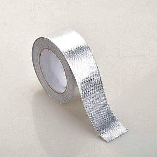 Produkty biurowe mocna taśma aluminiowa - taśma klejąca z folii aluminiowej 25 m x 50 mm żaroodporna aluminiowa taśma uszczelniająca taśma izolacyjna pogrubiona wodoodporna taśma