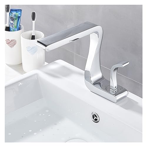 Robinet de lavabo FBSHAD en chrome et bronze noir mitigeur haut de gamme - 3