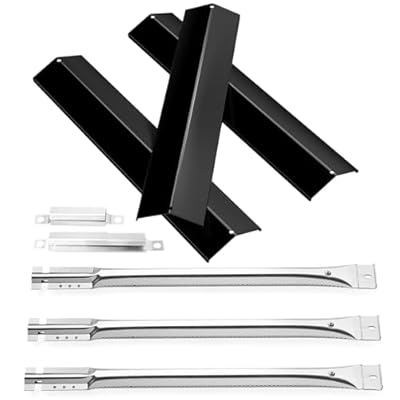 Grill Replacement Parts for Oklahoma Joe's Longhorn Combo 3-Burner Charcoal/Gas Smoker 15202029 12201767 14201767, Heat Plate Shield, Grill Burner, Adjustable Crossover Tube for Joe Smoker Accessories