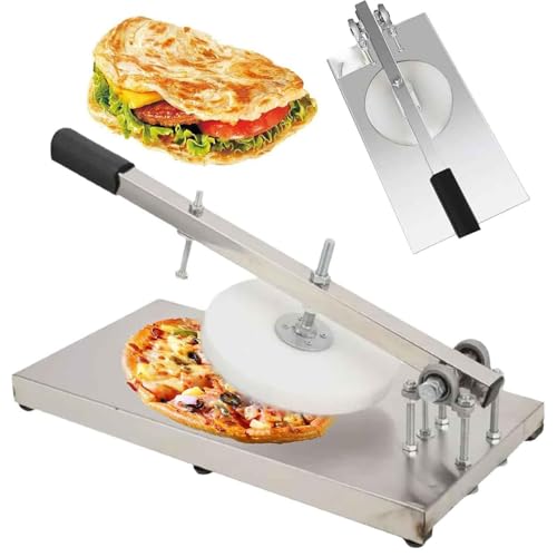 Prensa de masa para pizza, placa de presión antiadherente de acero inoxidable de 24 cm con brazo de extensión ajustable, ideal para hacer masa de pizza y pastelería
