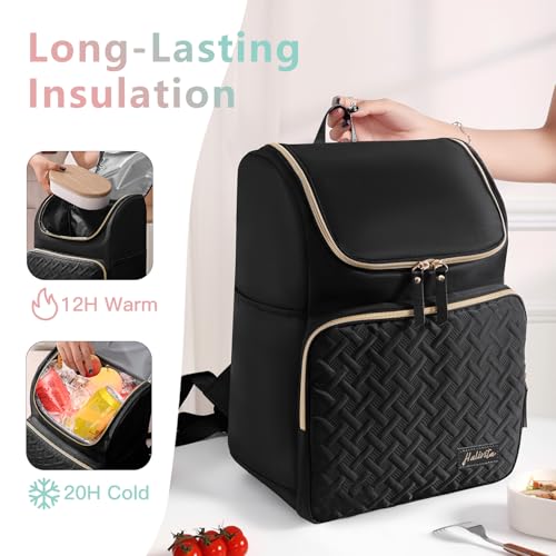Image of Cooler Backpack Insulated Leak Proof 33 Cans, Waterproof Hiking Backpack Cooler Soft Cooler Bag Lunch Backpack for Picnic Camping Beach, Black