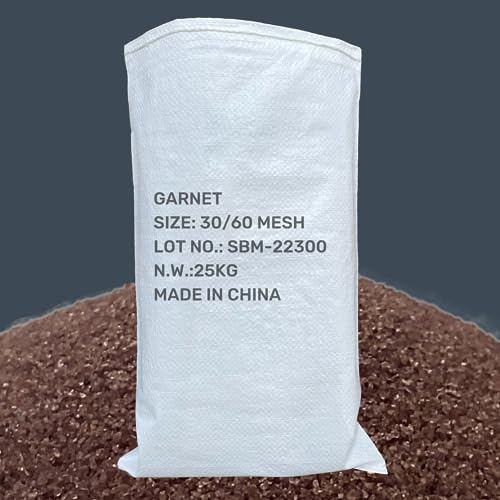 BPAC Abrasif Garnet 30/60 MESH 25 KG - Abrasif Sablage pour Machine à Sabler Mobile - Garnet Durable et Résistant Pour Sableuse Electriques - Recyclable - Sac de 25 KG