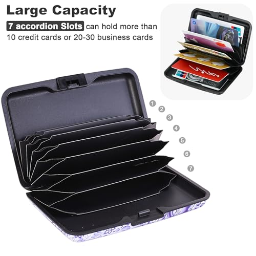 Image of Elfish Mini RFID Aluminum Wallet Credit Cards Holder Business Card Case Metal ID Case for Men Women (Camellia)