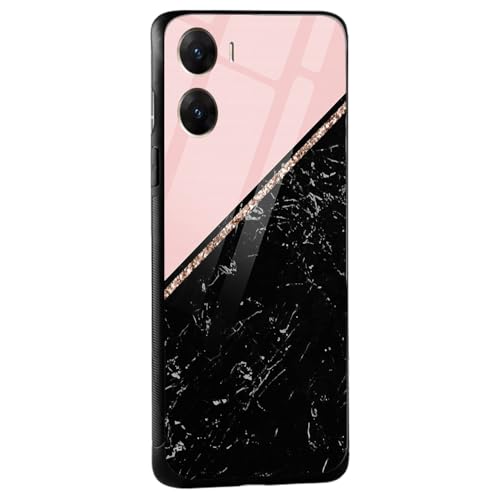 Image of COLORflow Back Cover Compatible with Vivo V29E 5G | Black Marble Pink | Shockproof TPU Bumper Cover with Camera Protection Back Cover