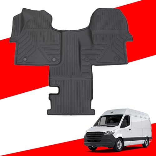 Kingna Floor Mats Compatible with 2019-2026 Mercedes Benz Sprinter Cargo Van 1500/2500/3500 TPE All Weather Guard Protector First Row Floor Liner for 2025 Sprinter Accessories