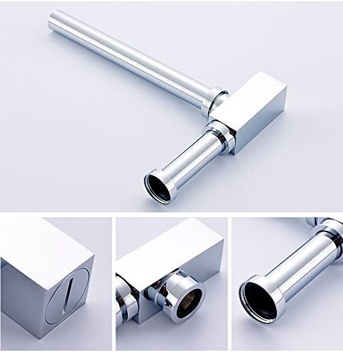 Aquieen Premium Bottle Trap with 300mm Long Bottle Trap Pipe with Wall Flange (Chrome) (Bottle Trap Kubix) 2