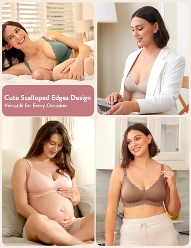 Image of Momcozy Nursing Bras for Breastfeeding, Seamless Pregnancy Maternity Bra Wireless Classic Jelly Strip Support Nursing Bra