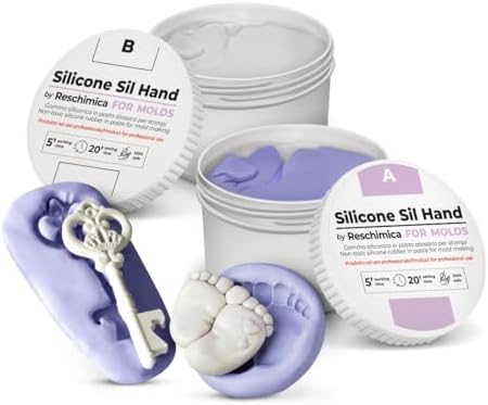RESCHIMICA Silicone per Stampi in Pasta SIL HAND (500 gr) Gomma Siliconica per Stampi Rubaforme Modellabile 1:1 Atossica Rapida Silicone in Pasta Ideale per Calchi Tecnici Resina Modellismo DIY